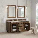 Bristol 72" Double Vanity, Saddle Brown, w/ 3 CM Siberian Silestone Top