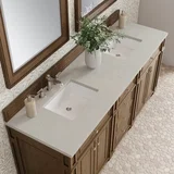Bristol 72" Double Vanity, Saddle Brown, w/ 3 CM Siberian Silestone Top