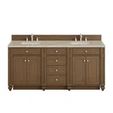 Bristol 72" Double Vanity, Saddle Brown, w/ 3 CM Tajnar Eclos Top