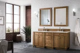 Bristol 72" Double Vanity, Saddle Brown w/ 3 CM White Zeus Silestone Top