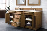 Bristol 72" Double Vanity, Saddle Brown w/ 3 CM White Zeus Silestone Top