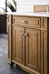 Bristol 72" Double Vanity, Saddle Brown w/ 3 CM White Zeus Silestone Top