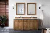 Bristol 72" Double Vanity, Saddle Brown w/ 3 CM Eternal Jasmine Pearl Silestone Top w/FreePower Wireless Charger