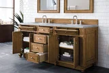 Bristol 72" Double Vanity, Saddle Brown w/ 3 CM Eternal Jasmine Pearl Silestone Top w/FreePower Wireless Charger