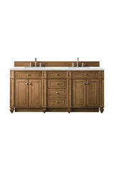 Bristol 72" Double Vanity, Saddle Brown w/ 3 CM Ethereal Noctis Silestone Top w/FreePower Wireless Charger