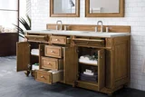 Bristol 72" Double Vanity, Saddle Brown w/ 3 CM Ethereal Noctis Silestone Top w/FreePower Wireless Charger