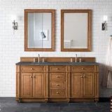Bristol 72" Double Vanity, Saddle Brown w/ 3 CM Parisien Bleu Silestone Top w/FreePower Wireless Charger