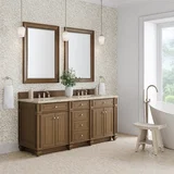 Bristol 72" Double Vanity, Saddle Brown, w/ 3 CM Tajnar Eclos Top w/FreePower Wireless Charger