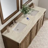 Bristol 72" Double Vanity, Saddle Brown, w/ 3 CM Tajnar Eclos Top w/FreePower Wireless Charger