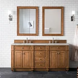 Bristol 72" Double Vanity, Saddle Brown w/ 3 CM Victorian Silver Silestone Top w/FreePower Wireless Charger