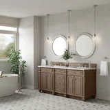 Bristol 72" Double Vanity, Whitewashed Walnut w/ 3 CM Carrara Marble Top