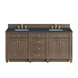 Bristol 72" Double Vanity, Whitewashed Walnut w/ 3 CM Charcoal Soapstone Silestone Top