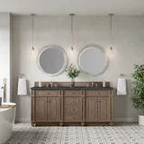 Bristol 72" Double Vanity, Whitewashed Walnut w/ 3 CM Charcoal Soapstone Silestone Top