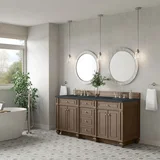 Bristol 72" Double Vanity, Whitewashed Walnut w/ 3 CM Charcoal Soapstone Silestone Top