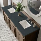 Bristol 72" Double Vanity, Whitewashed Walnut w/ 3 CM Charcoal Soapstone Silestone Top