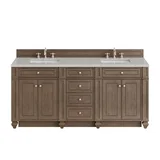 Bristol 72" Double Vanity, Whitewashed Walnut w/ 3 CM Eternal Jasmine Pearl Silestone Top