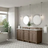 Bristol 72" Double Vanity, Whitewashed Walnut w/ 3 CM Eternal Jasmine Pearl Silestone Top