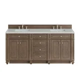 Bristol 72" Double Vanity, Whitewashed Walnut w/ 3 CM Ethereal Noctis Silestone Top