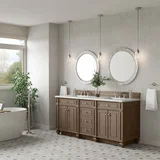 Bristol 72" Double Vanity, Whitewashed Walnut w/ 3 CM Ethereal Noctis Silestone Top