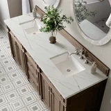 Bristol 72" Double Vanity, Whitewashed Walnut w/ 3 CM Ethereal Noctis Silestone Top