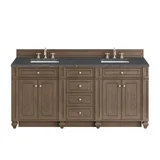 Bristol 72" Double Vanity, Whitewashed Walnut w/ 3 CM Parisien Bleu Silestone Top