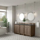 Bristol 72" Double Vanity, Whitewashed Walnut w/ 3 CM Parisien Bleu Silestone Top