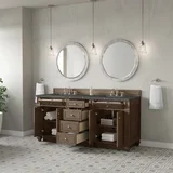 Bristol 72" Double Vanity, Whitewashed Walnut w/ 3 CM Parisien Bleu Silestone Top