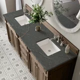Bristol 72" Double Vanity, Whitewashed Walnut w/ 3 CM Parisien Bleu Silestone Top