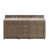 Bristol 72" Double Vanity, Whitewashed Walnut, w/ 3 CM Siberian Silestone Top
