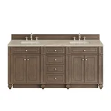Bristol 72" Double Vanity, Whitewashed Walnut, w/ 3 CM Tajnar Eclos Top