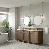 Bristol 72" Double Vanity, Whitewashed Walnut, w/ 3 CM Tajnar Eclos Top