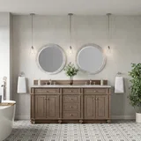 Bristol 72" Double Vanity, Whitewashed Walnut w/ 3 CM Victorian Silver Silestone Top