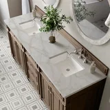 Bristol 72" Double Vanity, Whitewashed Walnut w/ 3 CM Victorian Silver Silestone Top