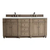 Bristol 72" Double Vanity, Whitewashed Walnut w/ 3 CM Eternal Jasmine Pearl Silestone Top w/FreePower Wireless Charger