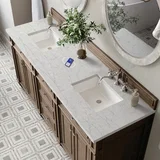 Bristol 72" Double Vanity, Whitewashed Walnut w/ 3 CM Eternal Jasmine Pearl Silestone Top w/FreePower Wireless Charger
