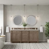 Bristol 72" Double Vanity, Whitewashed Walnut, w/ 3 CM Siberian Silestone Top w/FreePower Wireless Charger