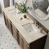Bristol 72" Double Vanity, Whitewashed Walnut, w/ 3 CM Tajnar Eclos Top w/FreePower Wireless Charger