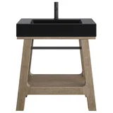 Auburn 31.5" Single Sink Console, Weathered Timber w/ Black Matte Mineral Composite Stone Top