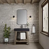 Auburn 31.5" Single Sink Console, Weathered Timber w/ Black Matte Mineral Composite Stone Top