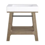 Auburn 31.5" Single Sink Console, Weathered Timber w/ Glossy White Mineral Composite Stone Top