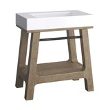 Auburn 31.5" Single Sink Console, Weathered Timber w/ Glossy White Mineral Composite Stone Top