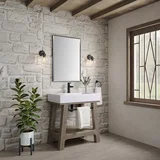 Auburn 31.5" Single Sink Console, Weathered Timber w/ Glossy White Mineral Composite Stone Top