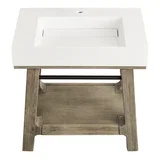 Auburn 31.5" Single Sink Console, Weathered Timber w/ Glossy White Mineral Composite Stone Top