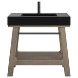 Auburn 36" Single Sink Console, Weathered Timber w/ Black Matte Mineral Composite Stone Top