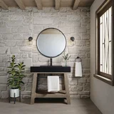Auburn 36" Single Sink Console, Weathered Timber w/ Black Matte Mineral Composite Stone Top