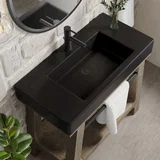 Auburn 36" Single Sink Console, Weathered Timber w/ Black Matte Mineral Composite Stone Top