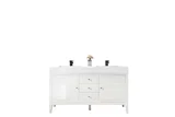 Linear 59" Double Vanity, Glossy White w/ Glossy White Composite Stone Top