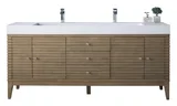 Linear 72" Double Vanity Whitewashed Walnut w/ Glossy White Composite Stone Top