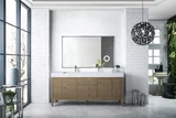 Linear 72" Double Vanity Whitewashed Walnut w/ Glossy White Composite Stone Top