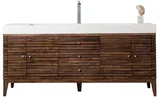 Linear 72" Single Vanity, Mid-Century Walnut w/ Glossy White Composite Stone Top